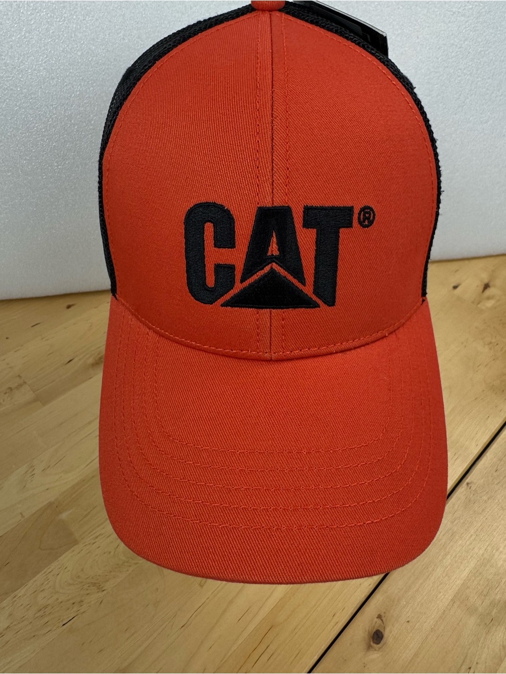 CAT Branded Trucker Cap Hat Raised Logo Red (Burnt Ochre) Snapback Caterpillar